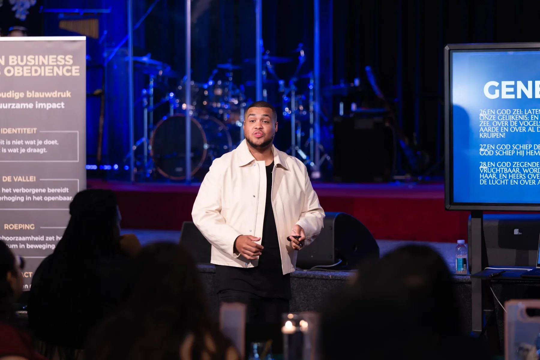Jefren Mesa speaking on stage